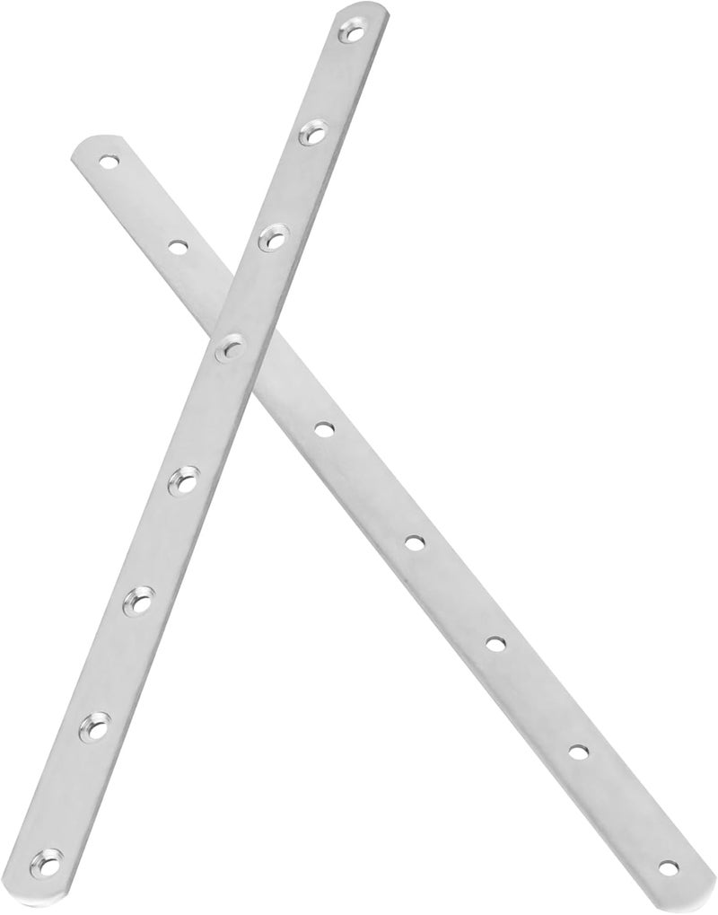 AUXBC 11.5 Inch Stainless Steel Straight Brace, Flat Straight Support, Repair Fixed Bracket Connector, Heavy Duty Furniture Repair Fixing Joint with Screw, 2PCS - Image 3
